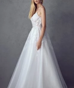 Prom White Embellished Long Sleeveless Dress By Juliet 251W