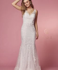 Prom White Embroidered Mermaid Dress By Nox Anabel A398W