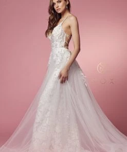Prom White Fitted Lace Overskirt Gown By Nox Anabel F485W