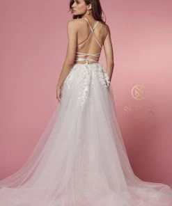 Prom White Fitted Lace Overskirt Gown By Nox Anabel F485W