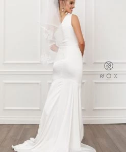 Prom White Fitted One Shoulder Gown By Nox Anabel E483 16 Prom White Fitted One Shoulder Gown By Nox Anabel E483