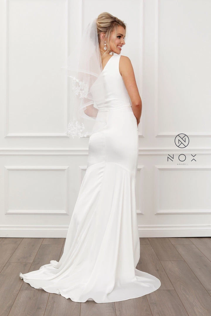 Prom White Fitted One Shoulder Gown By Nox Anabel E483 8 Prom White Fitted One Shoulder Gown By Nox Anabel E483