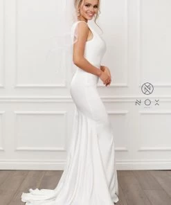 Prom White Fitted One Shoulder Gown By Nox Anabel E483 18 Prom White Fitted One Shoulder Gown By Nox Anabel E483