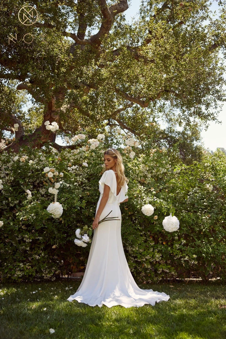 White Fitted Short Sleeve Gown By Nox Anabel JE912 10 White Fitted Short Sleeve Gown By Nox Anabel JE912