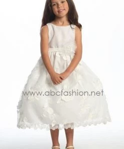 ABC Fashion White Flower Girl Dresses With Floral Embroidery