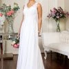 White Long Applique V-Neck Dress By Elizabeth K GL2311 1 White Long Applique V-Neck Dress By Elizabeth K GL2311