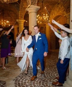 White Long Sleeve Satin Gown By Cinderella Divine 7478W Prom