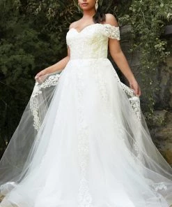 White Off Shoulder Corset Gown By Cinderella Divine KC19070W