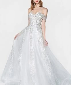 White Off Shoulder Corset Gown By Cinderella Divine KC19070W