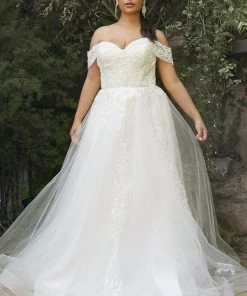 White Off Shoulder Corset Gown By Cinderella Divine KC19070W