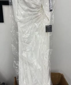 White Off Shoulder Jersey Gown By Cinderella Divine CD930