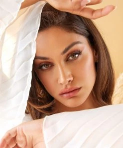 White Pleated Bell Sleeve Gown By Cinderella Divine CD242W