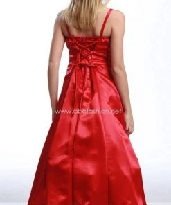 ABC Fashion White Shiny Satin A-Line Junior Bridesmaid Dress