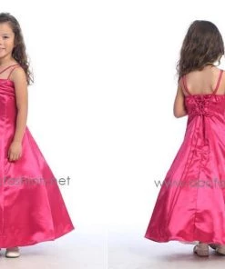 ABC Fashion White Shiny Satin A-Line Junior Bridesmaid Dress First Communion Dresses