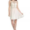 Prom White Short Dress With Illusion Beaded Top By Poly USA 1 Prom White Short Dress With Illusion Beaded Top By Poly USA