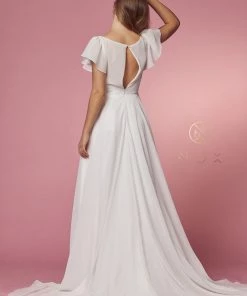 White Short Sleeve Gown By Nox Anabel R471