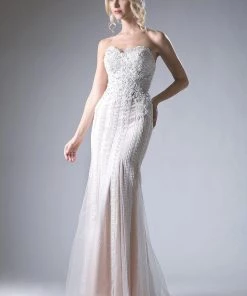 Fitted Long Strapless Lace Dress By Cinderella Divine KC1759