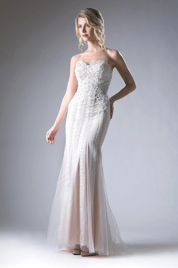 Fitted Long Strapless Lace Dress By Cinderella Divine KC1759 3 Fitted Long Strapless Lace Dress By Cinderella Divine KC1759