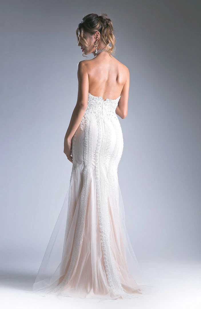 Fitted Long Strapless Lace Dress By Cinderella Divine KC1759 4 Fitted Long Strapless Lace Dress By Cinderella Divine KC1759