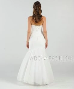 White Strapless Mermaid Dress With Corset Back By Poly USA 8278 7 White Strapless Mermaid Dress With Corset Back By Poly USA 8278