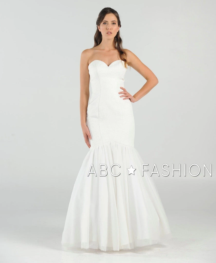 White Strapless Mermaid Dress With Corset Back By Poly USA 8278 3 White Strapless Mermaid Dress With Corset Back By Poly USA 8278