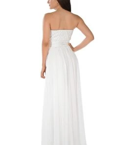 White Strapless Sweetheart Gown With Sequined Top By Poly USA