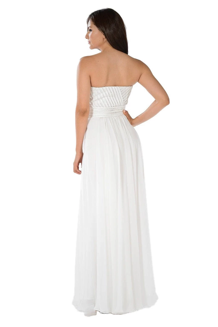 White Strapless Sweetheart Gown With Sequined Top By Poly USA 4 White Strapless Sweetheart Gown With Sequined Top By Poly USA