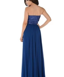 White Strapless Sweetheart Gown With Sequined Top By Poly USA 19 White Strapless Sweetheart Gown With Sequined Top By Poly USA