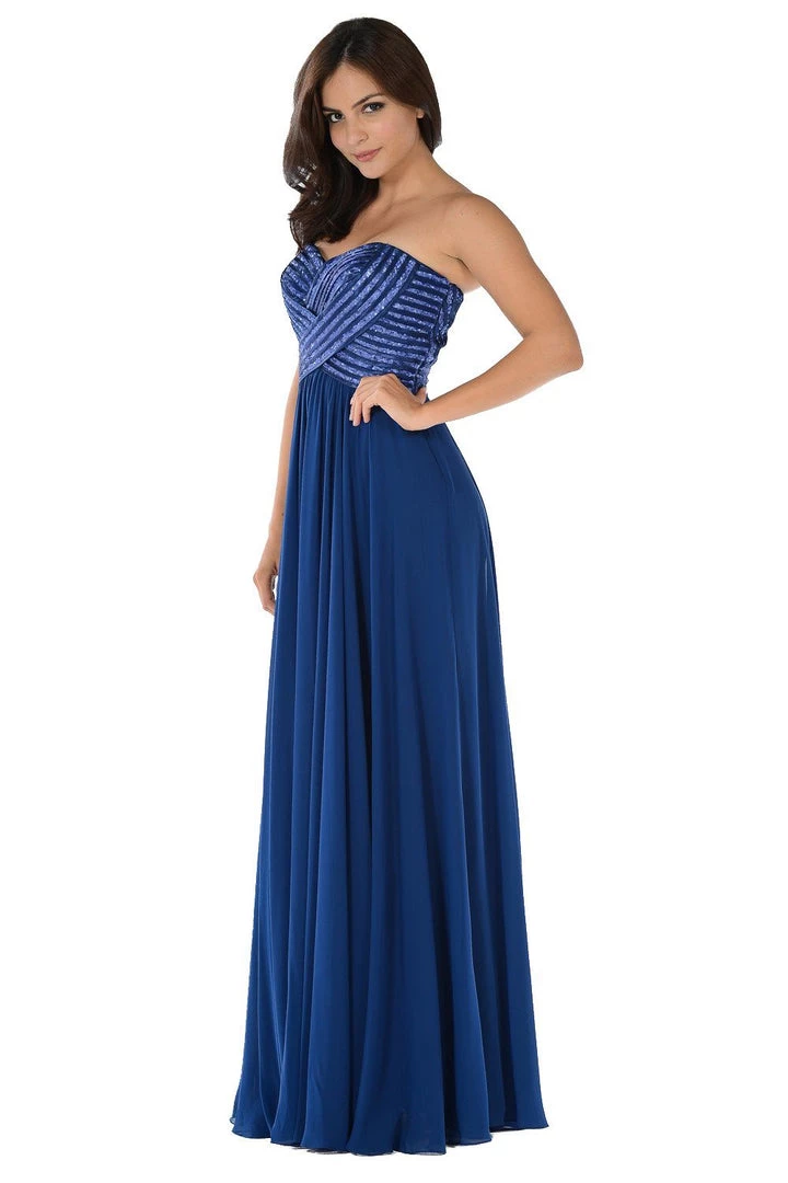 White Strapless Sweetheart Gown With Sequined Top By Poly USA 9 White Strapless Sweetheart Gown With Sequined Top By Poly USA