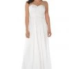 White Strapless Sweetheart Gown With Sequined Top By Poly USA 1 White Strapless Sweetheart Gown With Sequined Top By Poly USA