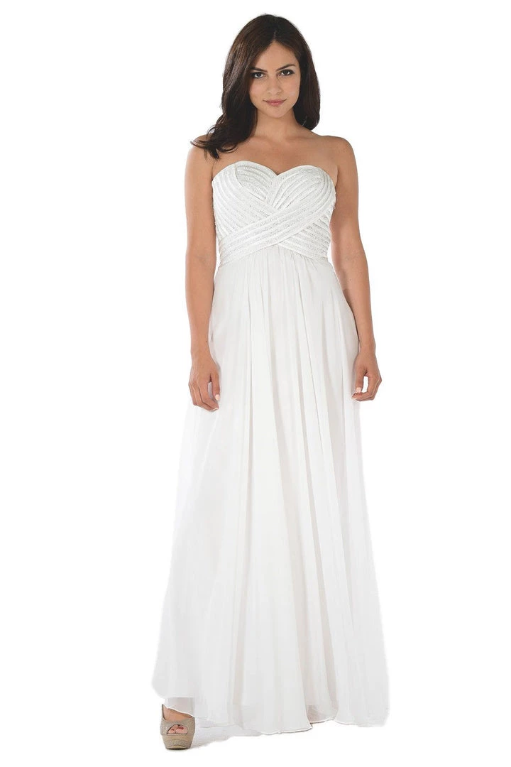 White Strapless Sweetheart Gown With Sequined Top By Poly USA 3 White Strapless Sweetheart Gown With Sequined Top By Poly USA