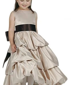ABC Fashion White Tea Length Flower Girl Dresses With Sash