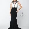 White/Black Sleeveless Beaded Illusion Dress By Nox Anabel 8364 Prom