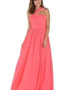 Prom Yellow Long One Shoulder Chiffon Dress By Poly USA 6678 12 Prom Yellow Long One Shoulder Chiffon Dress By Poly USA 6678