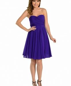 Yellow Ruched Short Strapless Sweetheart Dress By Poly USA Prom